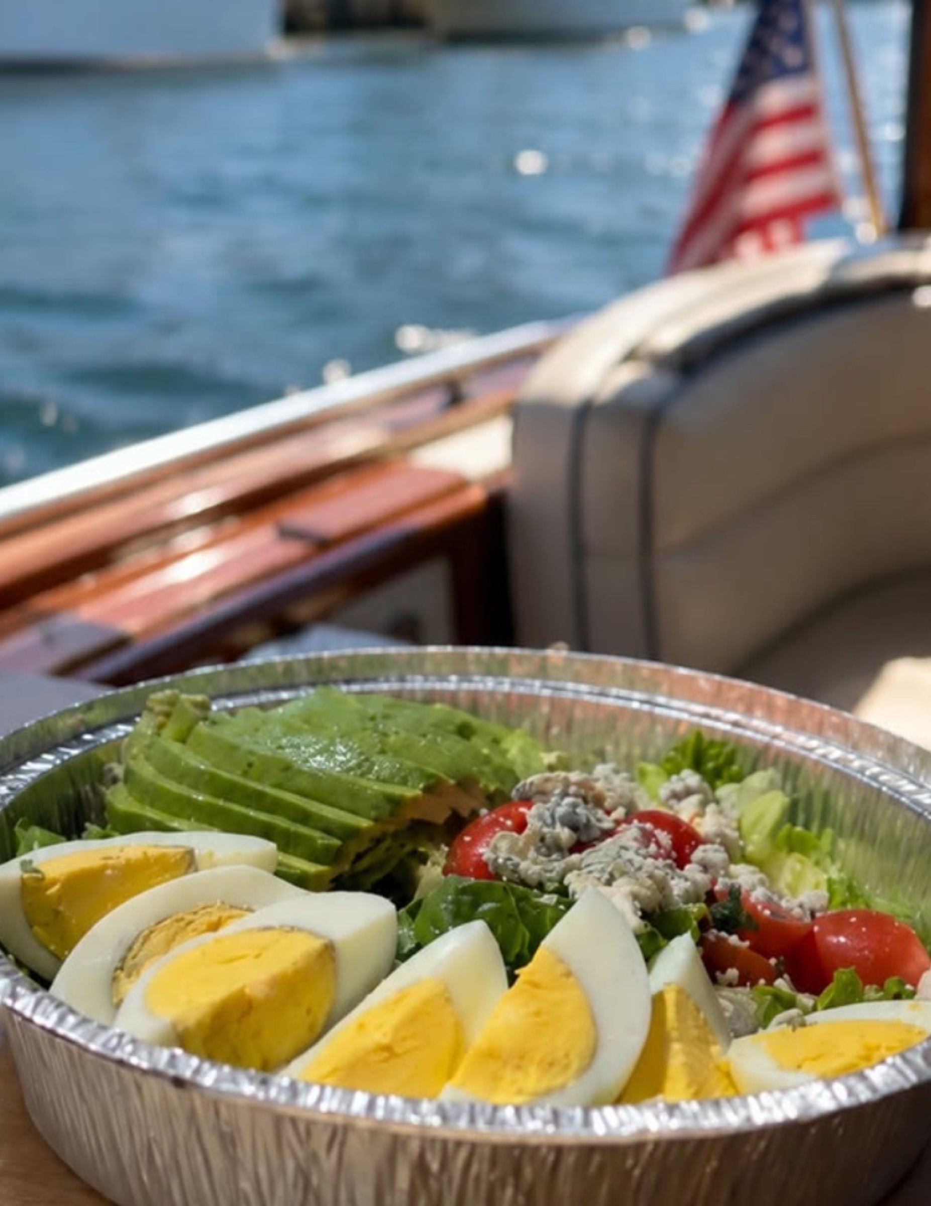 Cobb salad with avocado, egg, and blue cheese